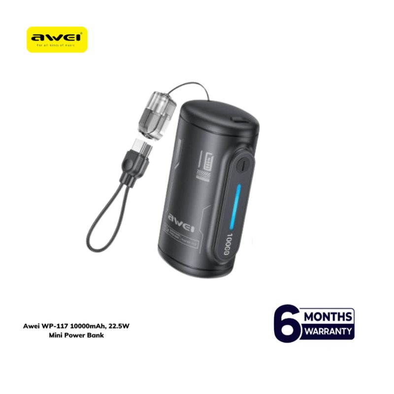 Awei WP-117 10000mAh 22.5W Mini Power Bank BD Awei WP-117 10000mAh 22.5W Mini Power Bank BD